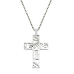 Crown of Thorns Jesus Cross Cutout Necklace — Stainless Steel