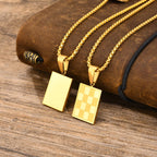 Vnox Geometric Pendant Necklaces For Boys,Stainless Steel Simple Square Dog Tag Men Necklaces,Retro Collar Jewelry Gift
