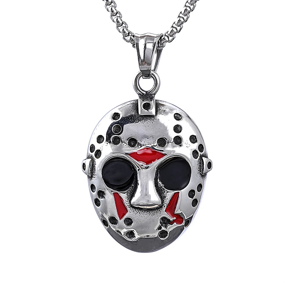 Stainless Steel Jason Mask Pendant Necklace Men Halloween Gift Biker Black Friday Necklaces High Quality Jewelry