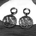 Tree Of Life Steel Earrings Gothic Crow Bird Dangle