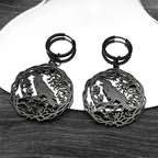 Tree Of Life Steel Earrings Gothic Crow Bird Dangle