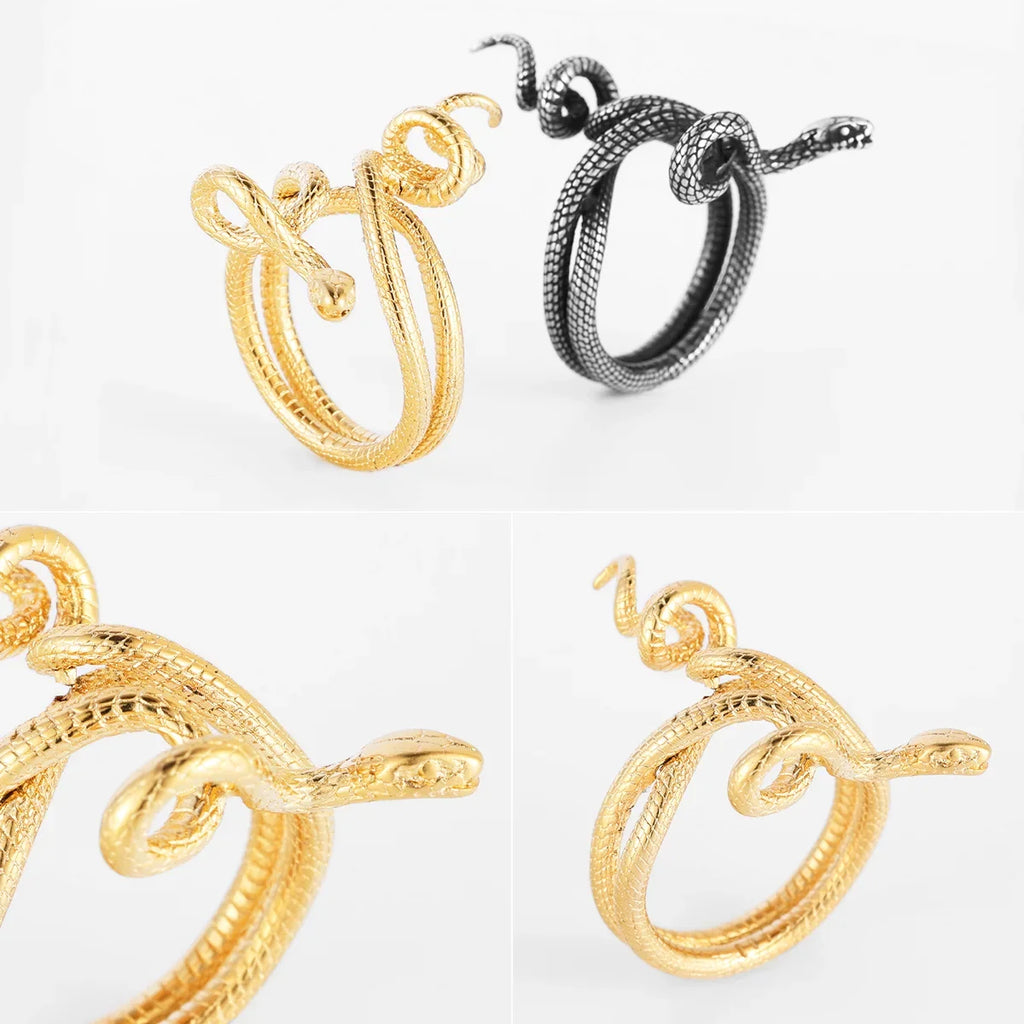 Poisonous Snake Ring 316L Stainless Steel Men Rings Rock Punk Vintage for Male Rider Jewelry Accessories Best Gift
