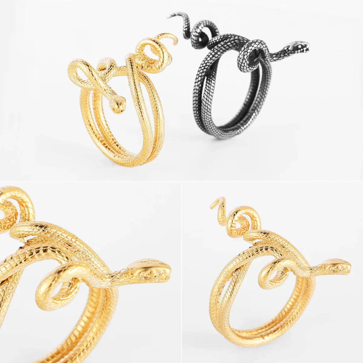 Poisonous Snake Ring 316L Stainless Steel Men Rings Rock Punk Vintage for Male Rider Jewelry Accessories Best Gift