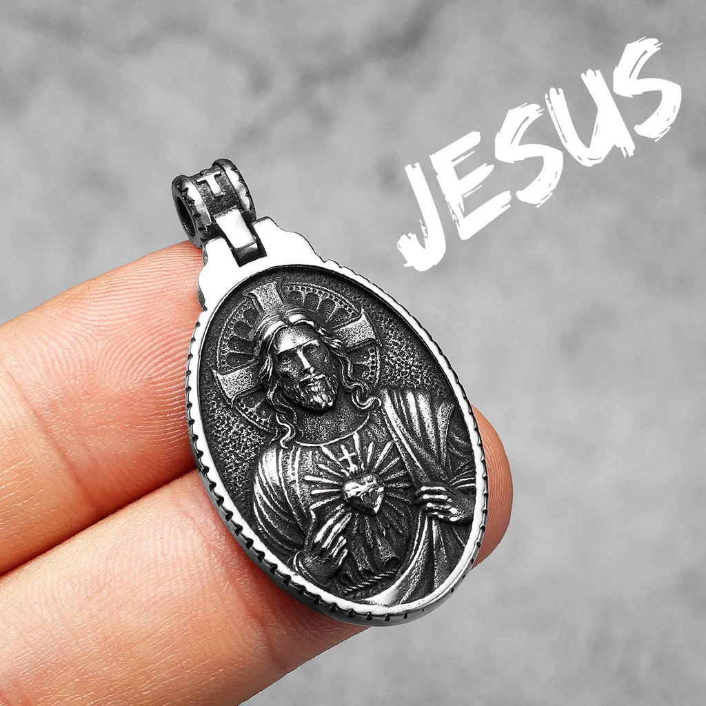 Jesus Pendant Necklace — Stainless Steel