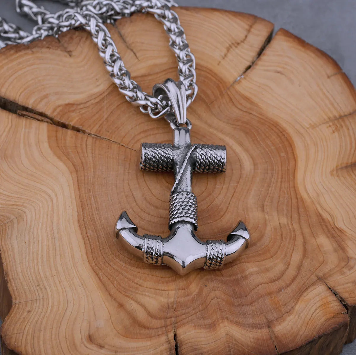 Stainless Steel Viking Pirate Anchor Pendant Necklace Mens Silver Color Punk Hip Hop Biker Neck Collar Jewelry Creative