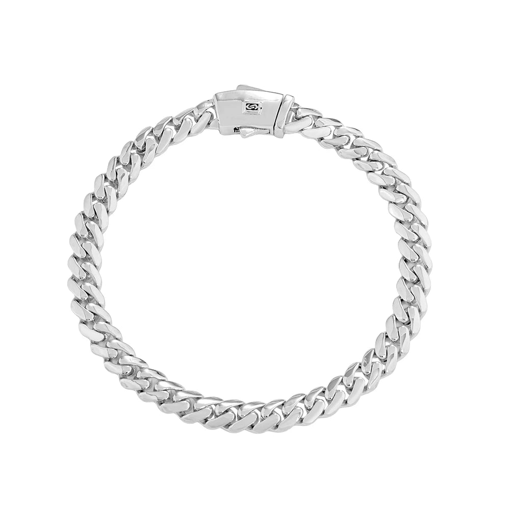 Rose Gold Cuban Chain Necklace Smooth 6/8MM