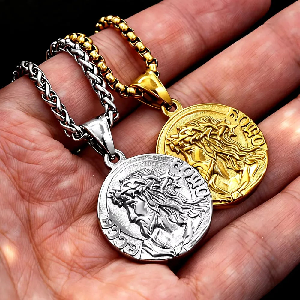 Jesus Portrait Pendant Necklace 316L Stainless Steel Christian Medal Necklaces For Men Women Jewelry Gift Dropshipping
