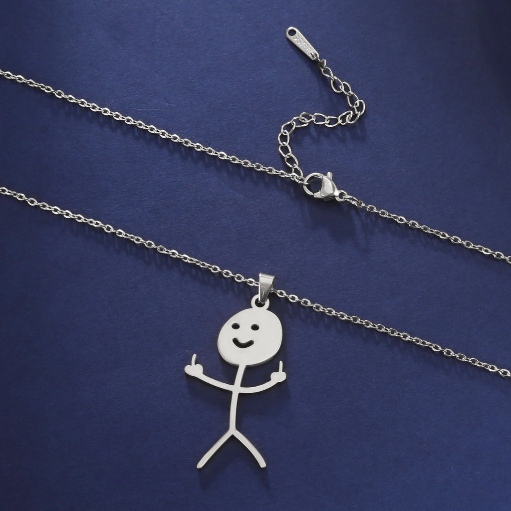 Middle Finger Pendant Necklace — Stainless Steel