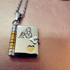 Spanish Granddaughter Book Necklace Engraved Information Heart Locket Pendant Gifts From Grandma Jewelry