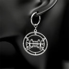 Baphomet Steel Earrings Seal Sallos Hoop Hollow