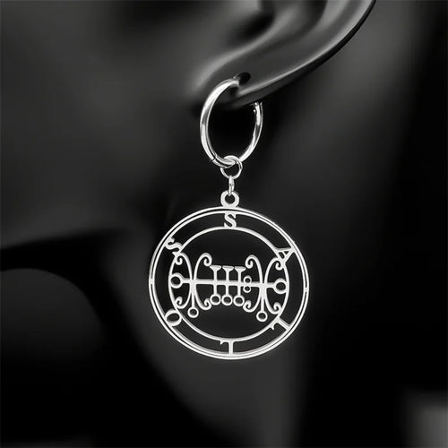 Baphomet Steel Earrings Seal Sallos Hoop Hollow
