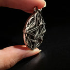 Rune Steel Pendant 316L Pentagram Snake Entwined
