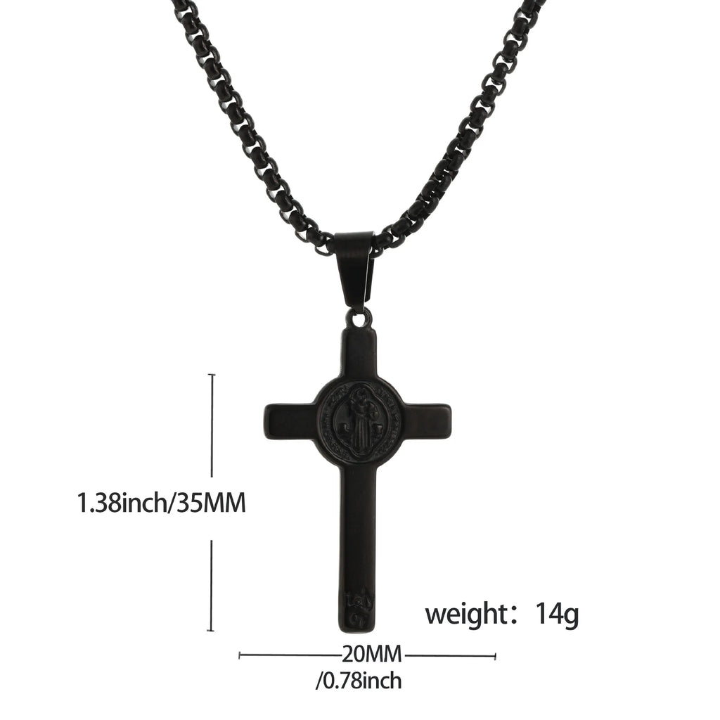 Cross Saint Benedict Steel Pendant Cruz San