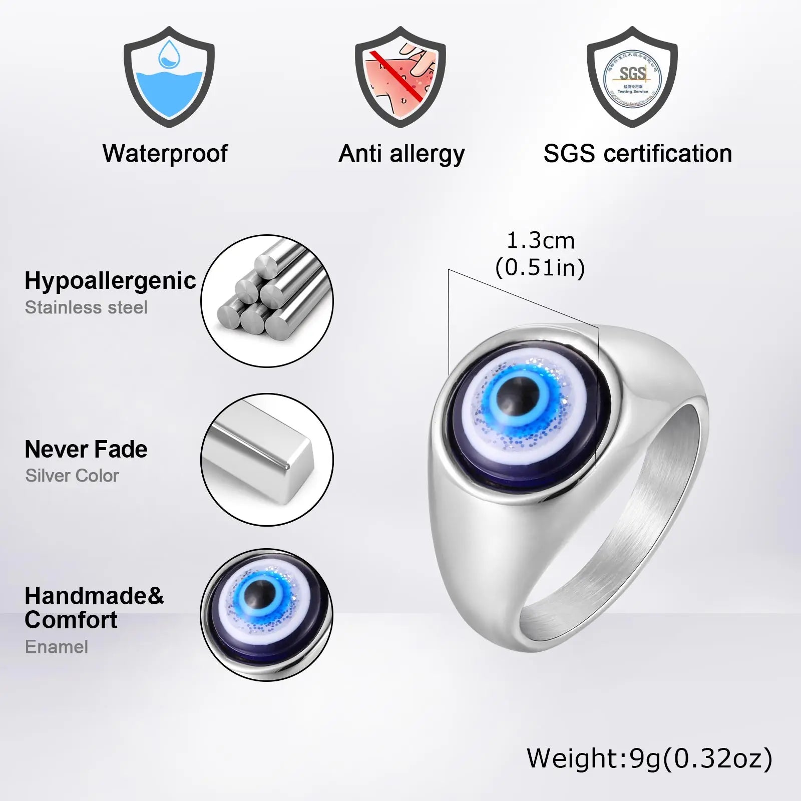 Evil Eye Signet Ring — Stainless Steel