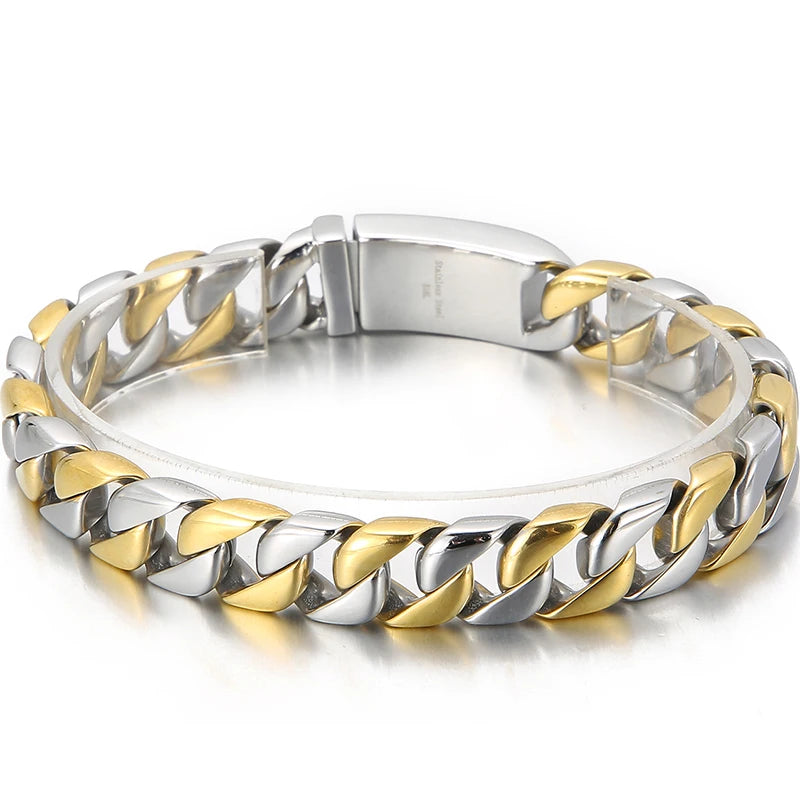 Luxury Gold Color Bracelet Man Friendship Men's Bracelets & Bangles In Metal Stainless Steel On Hand Jewelry Gifts For