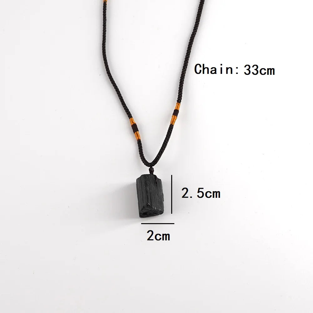 Black Tourmaline Stone Pendant Necklace