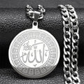 Arabic Allah Silver Round Necklace — Stainless Steel