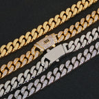 Gold Cuban Bracelet Iced Out 12MM Monaco 18K