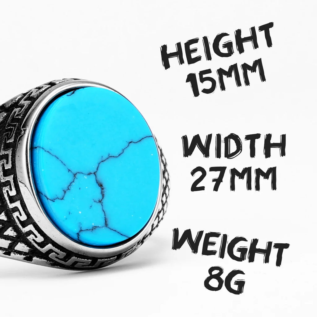 Turquoise Stone Ring Stainless Steel Minimal