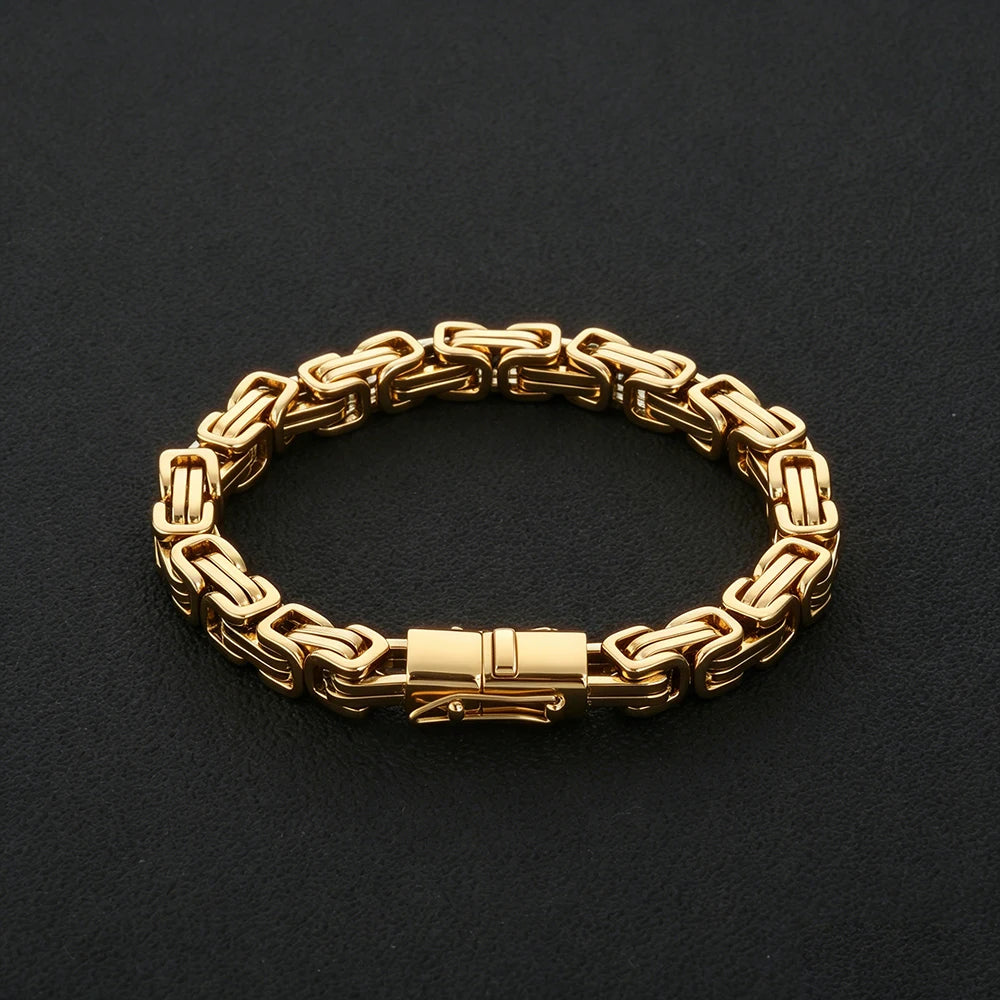 Iced Out Byzantine Chain Necklace & Bracelet — Stainless Steel