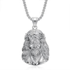 Religious Iced Out Bling Christ Jesus Head Pendant Stainless Steel Cubic Zirconia Christian Necklace for Women Men Jewelry Gift