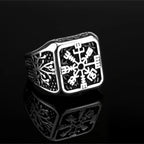 Vintage Viking Rings for Men Stainless Steel Nordic Warrior Shield Viking Rune Ring Fashion Amulet Jewelry Gift