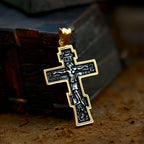 Jesus Cross Men's  Stainless Steel Crucifix Eastern Orthodox  Pendant Chain Necklace Jewelry BP8-515