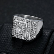 Iced Out Crystal Zircon Square Ring — Stainless Steel
