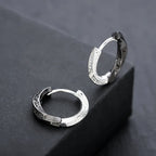 Vintage Embossed Scroll Click Hoop Earrings 316L Stainless Steel Snap Closure Waterproof Gothic Punk men Jewelry