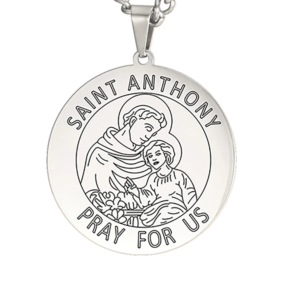 Dawapara Saint Christopher Medal Necklace Jesus Truet In You Amulet Catholic Jewelry Travelers Driver Gifts Stainless