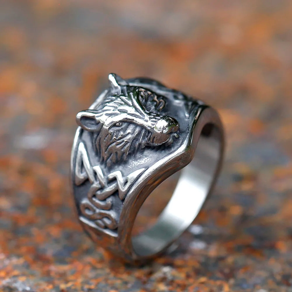2023 New Fashion 316L Stainless Steel viking wolf head Ring Punk Women Men Unisex Serpent animal Jewelry free shipping