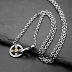 Circle Pendant Long Link Chain Necklace for Men — 70cm
