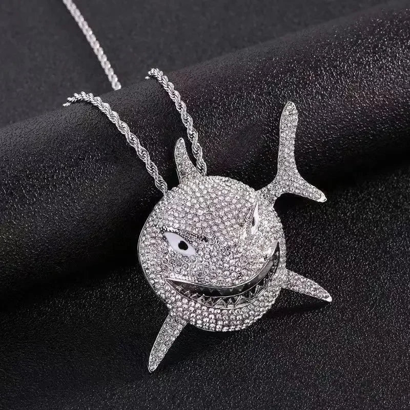 Shiny Ice Crystal Zircon Christian Cross Pendant Men and Women Hip Hop Trend Jewelry Catholic Amulet Necklace