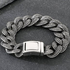 Retro 19MM Heavy Duty Cuban Link Chain Man Bracelet for Men Punk Gothic 316L Stainless Steel Jewelry Men's Bracelets
