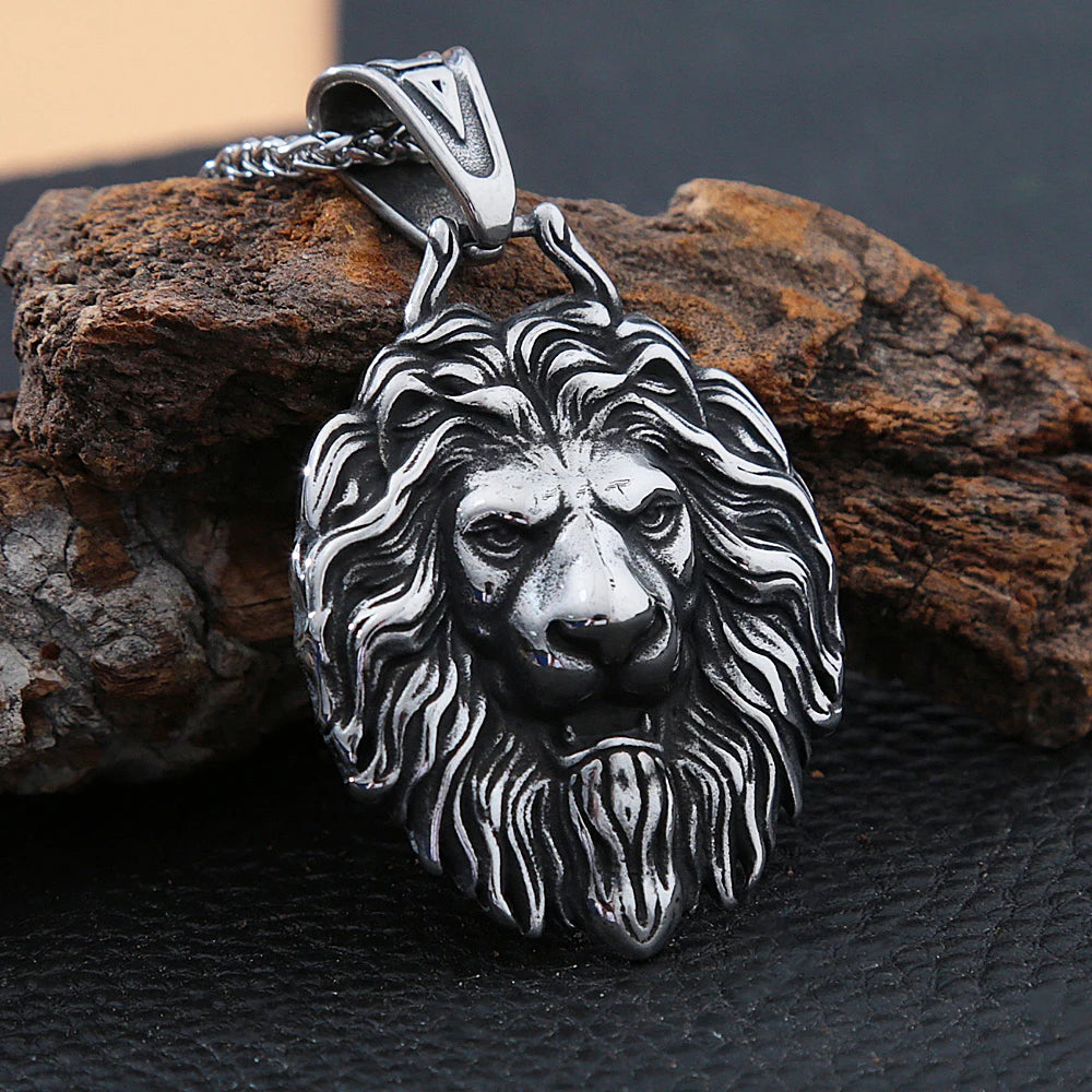 Gothic Lion Head Pendant Necklace — Stainless Steel