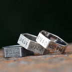 2023 New Creative Style 316L Stainless Steel Hexagon Viking Nordic Runes Ring For Men Fashion Biker Cool Jewelry Gift