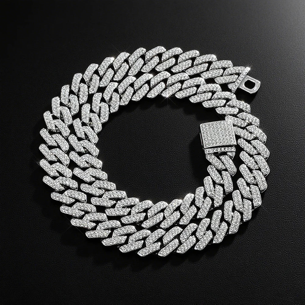 Iced Out Square Cuban Chain 14mm — Gold