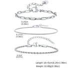 Thin Chain Bracelet Set 3pcs — Silver