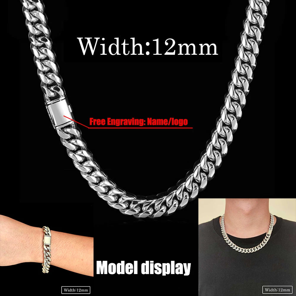 Black Cuban Chain Stainless Steel 8/10/12/14MM