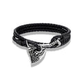 Wolf Viking Steel Bracelet Axe Leather Handmade