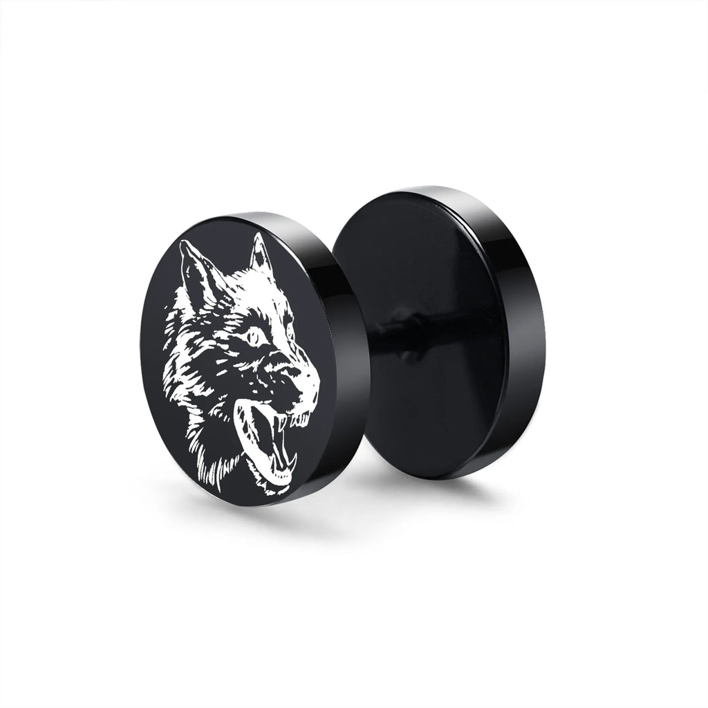 Wolf Stud Earrings — Stainless Steel