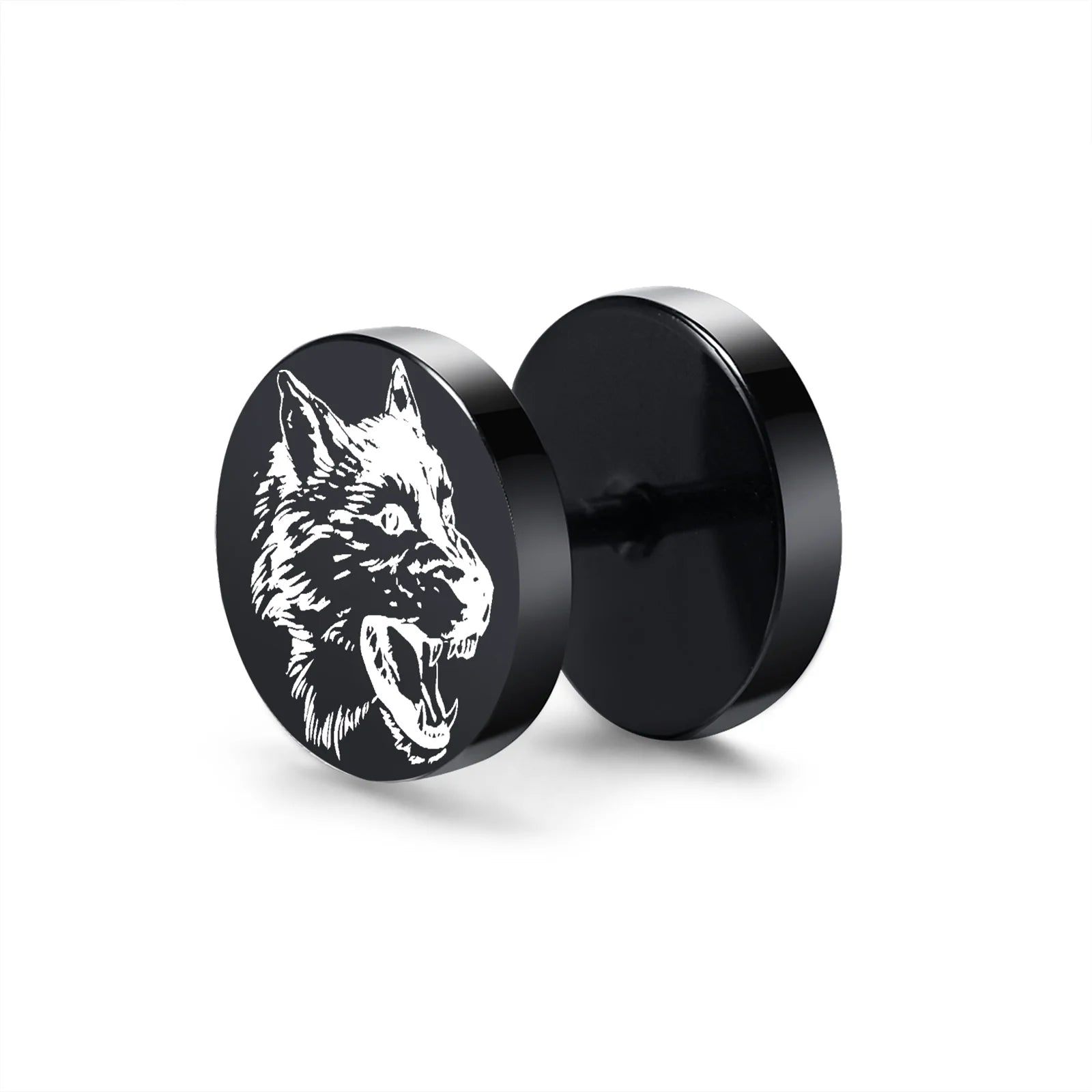Wolf Stud Earrings — Stainless Steel