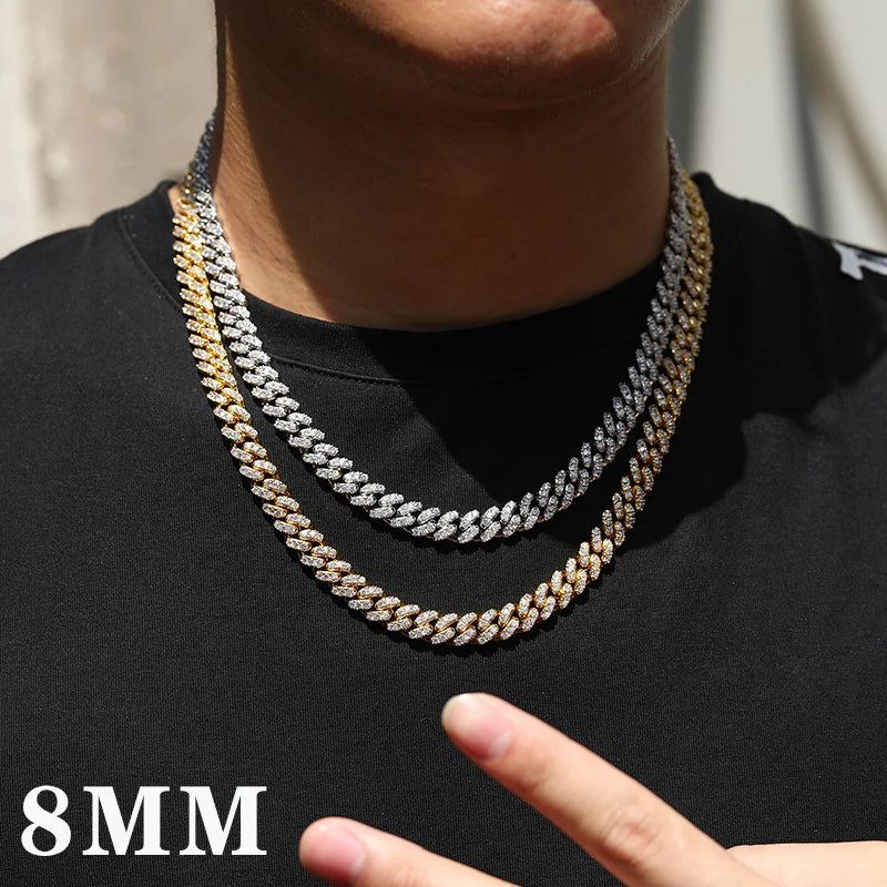 TUHE Hip Hop Iced Out 8MM 14MM 20MM Full Miami Curb Cuban Chain Bling CZ Rapper Necklaces For Men Punk Jewelry High Quality Gift