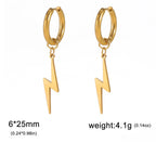 Lightning Hoop Earrings for Men & Women — Stainless Steel