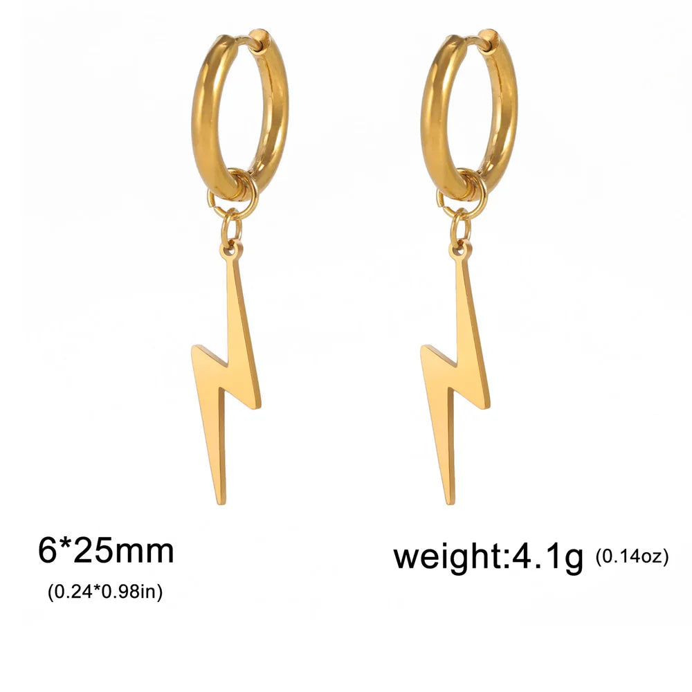 Lightning Hoop Earrings for Men & Women — Stainless Steel