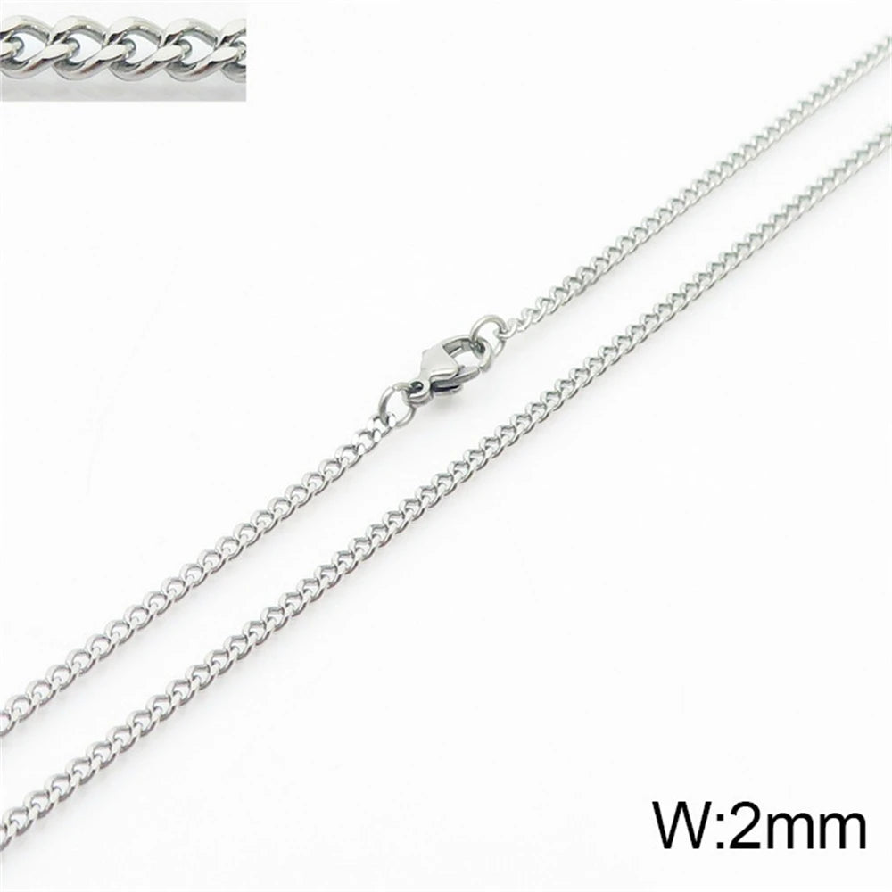Punk Curb Cuban Link Chain Men Women Stainless Steel Long Necklace Fashion Tide Hip Hop Sweater Accessories Party Jewelry Gifts