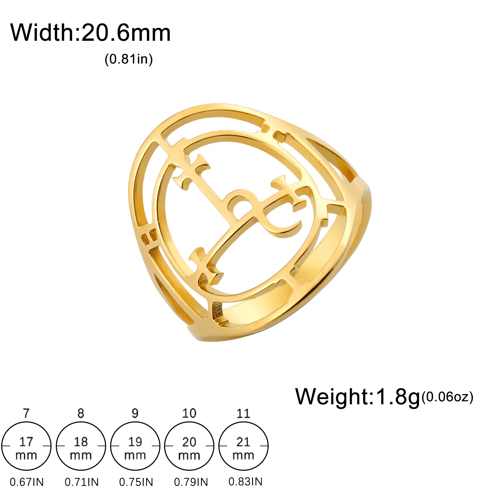 LIKGREAT Sigil Of Lilith Stainless Steel Ring Queen of the Night Solomon Magic Protection Amulet Ring Jewelry Gift for Women Men