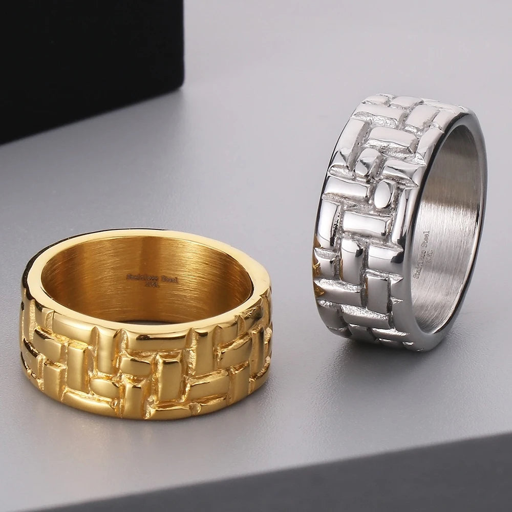 Waterproof Luxury Gold Color Stainless Steel Rings for Man Mens Rings Cool Birthday Jewelry Accessory Gifts for Him