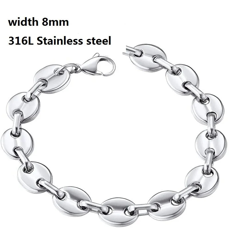 316L Stainless Steel Cuban Chain Bracelet for Men Women Figaro Vintage Metal Viking Kpop Pulseras Emo Cute Luxury