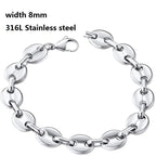 316L Stainless Steel Cuban Chain Bracelet for Men Women Figaro Vintage Metal Viking Kpop Pulseras Emo Cute Luxury